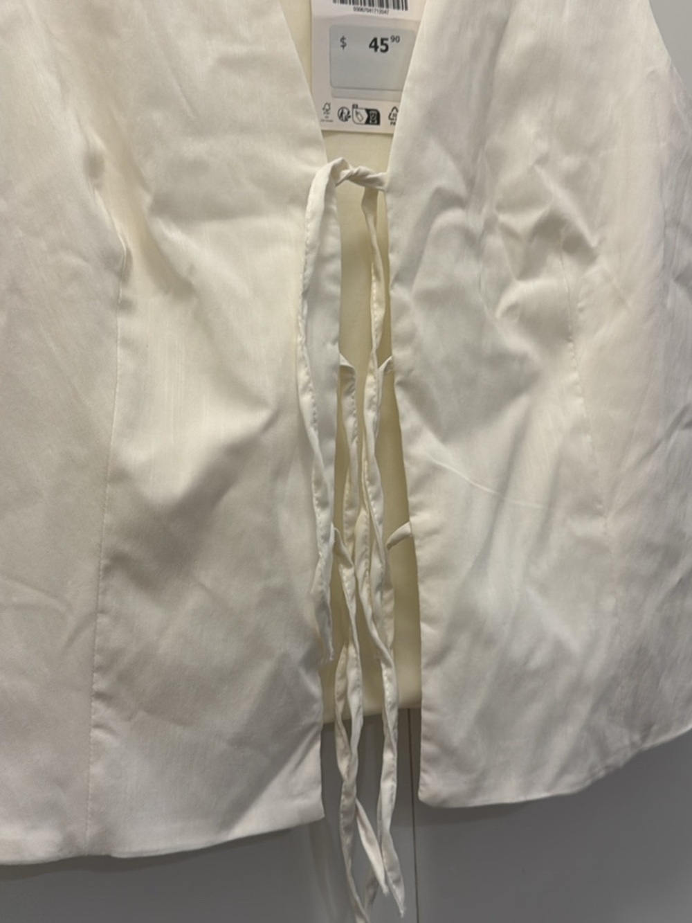 Zara Cream Tie-Front Sleeveless Vest - Picture 3 of 4
